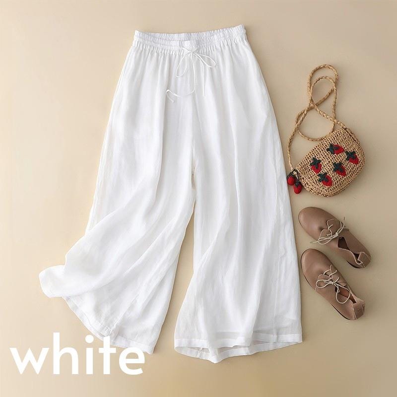 Cotton and linen pants/wide leg pants/cropped pants/Straight pants/baggy pants