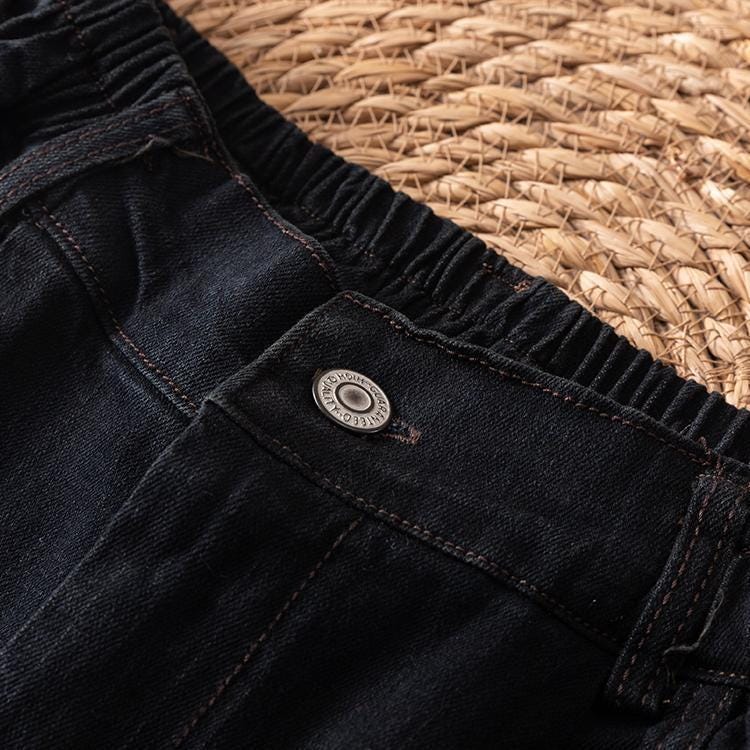Black jeans/straight jeans/high-waisted jeans/slouchy jeans/casual fall/winter wide-leg /high-waisted slouchy slacks
