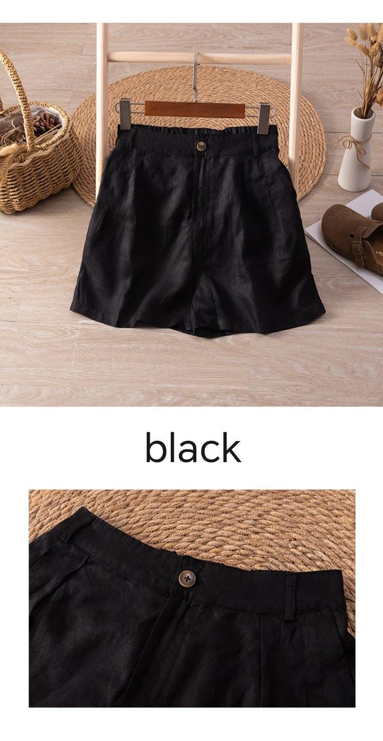 Women’s High-Waisted Linen Blend Shorts – Lightweight Pleated Casual Shorts for Summer Comfort