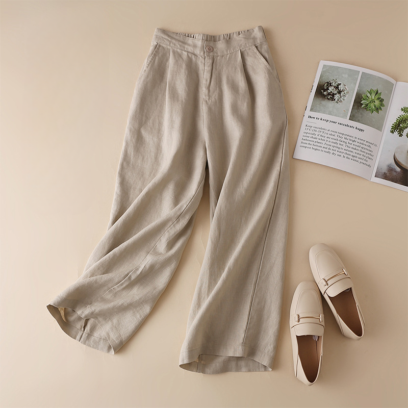 Cotton Linen Wide Leg Pants