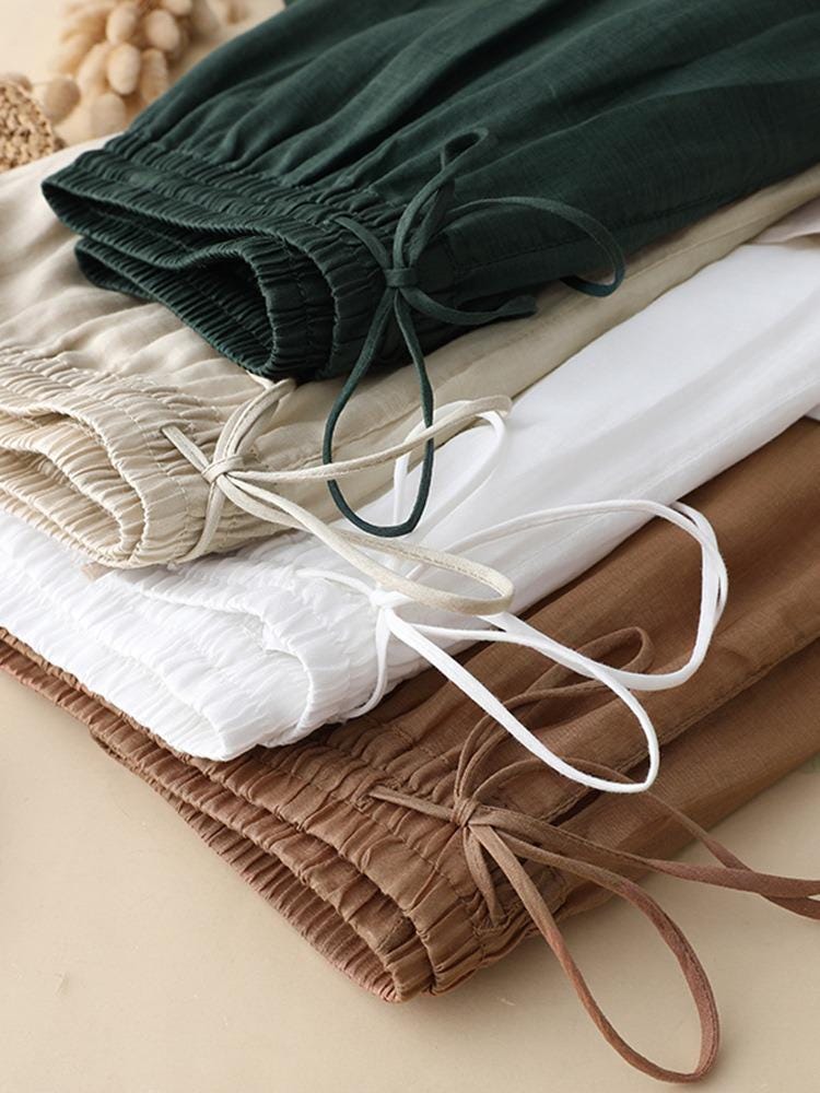 Cotton and linen pants/wide leg pants/cropped pants/Straight pants/baggy pants
