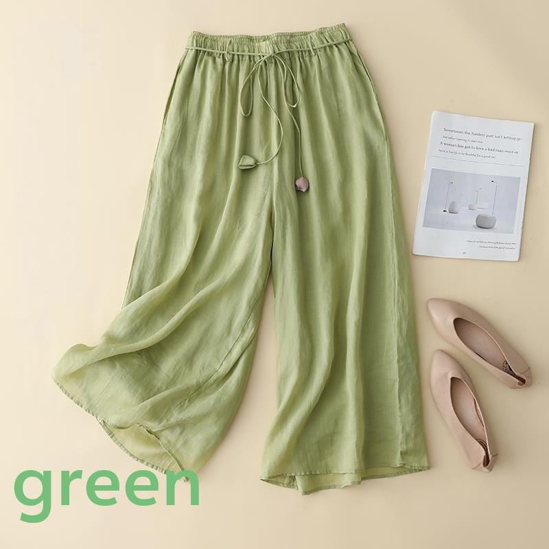 wide leg pants/baggy pants/comfortable pants/women's pants/Ramie pants/classic/eco friendly/nature