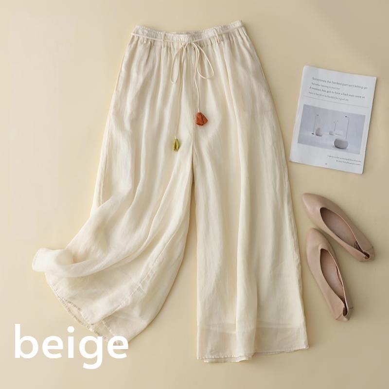 wide leg pants/baggy pants/comfortable pants/women's pants/Ramie pants/classic/eco friendly/nature