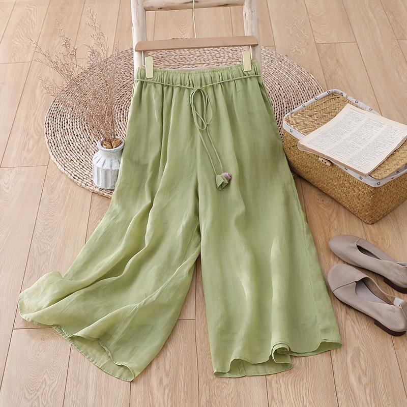 wide leg pants/baggy pants/comfortable pants/women's pants/Ramie pants/classic/eco friendly/nature
