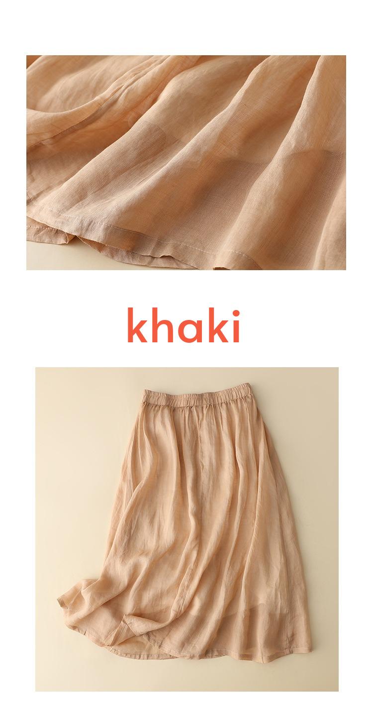 2025 new/Retro/Artistic/Cotton and Linen/Skirt/Thin/Temperament/Midi/Skirt/Loose/Light/Versatile Skirt