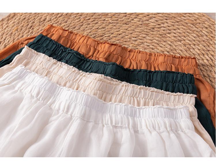 Ramie/flowing hakama/double/versatile/slacks/high-waisted/slim/draped cropped pants