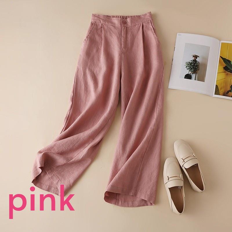 wide leg pants/women's cotton and linen pants/Linen pants/cropped pants/women's pants