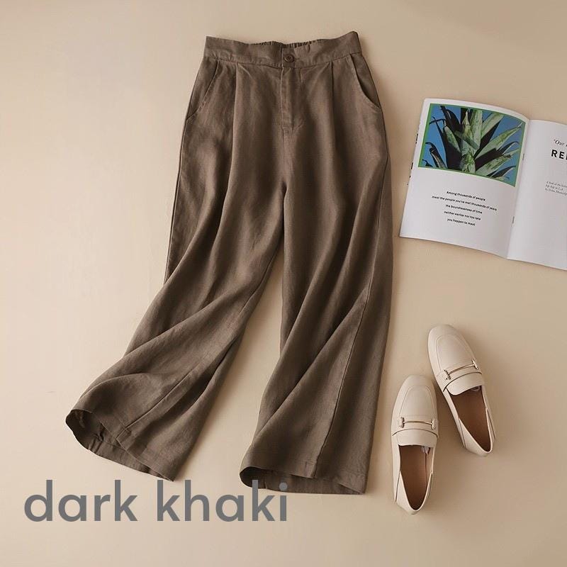 wide leg pants/women's cotton and linen pants/Linen pants/cropped pants/women's pants