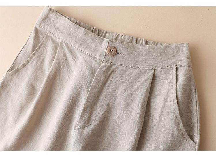 wide leg pants/women's cotton and linen pants/Linen pants/cropped pants/women's pants