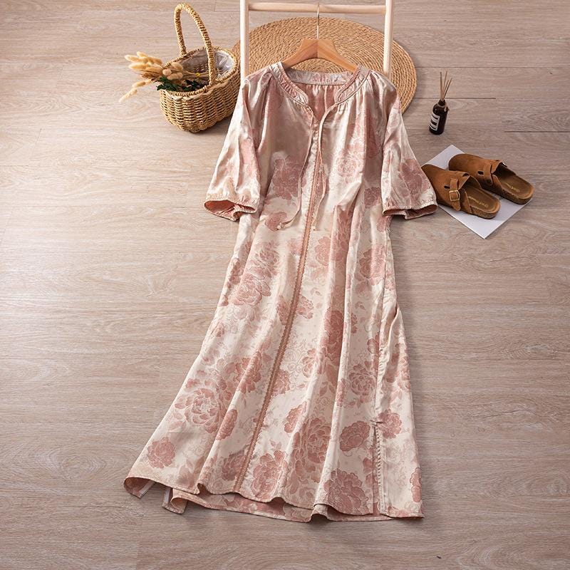 Jacquard dresses/Detail dresses/High-luxury cheongsam skirts/Fairy tencel/Loose and large/classic/comfortable