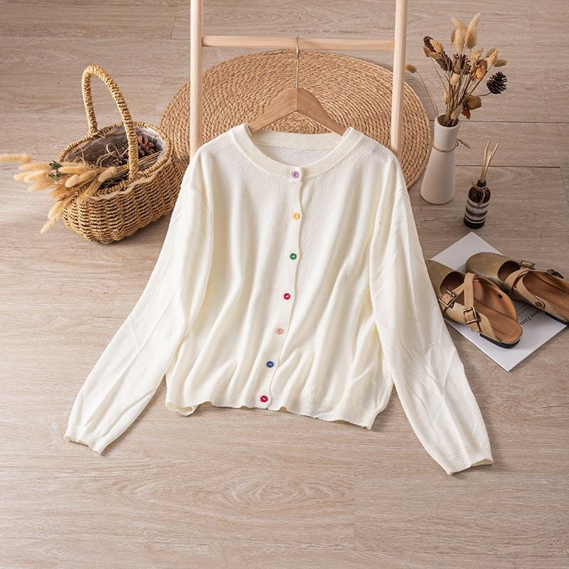 Wool cardigan/Korean cardigan/Spring and autumn thin jacket/knitwear/women's cardigan/soft glutinous sweater/comfortable