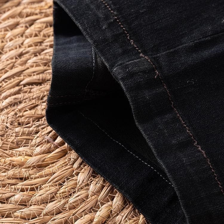 Black jeans/straight jeans/high-waisted jeans/slouchy jeans/casual fall/winter wide-leg /high-waisted slouchy slacks