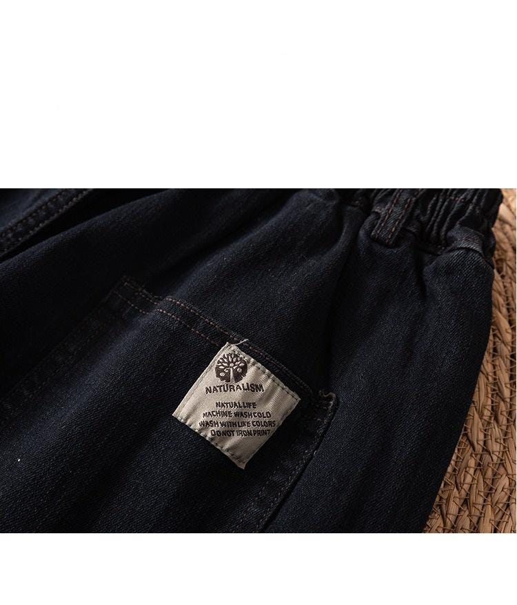Black jeans/straight jeans/high-waisted jeans/slouchy jeans/casual fall/winter wide-leg /high-waisted slouchy slacks