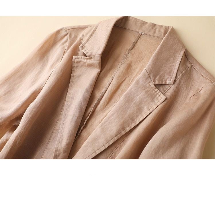 Literary jacket / ramie jacket / five-quarter sleeve blazer / women's summer new coat / casual women's clothing /2025 new