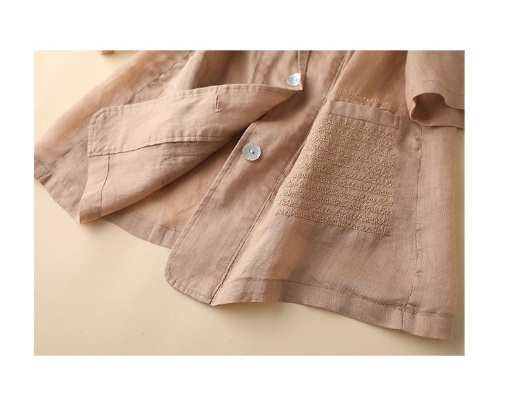 Literary jacket / ramie jacket / five-quarter sleeve blazer / women's summer new coat / casual women's clothing /2025 new