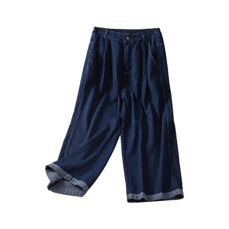 Japanese style/vintage/jeans/straight/wide-leg/high-waisted/soft/comfortable/loose/thin/casual/pants/Versatile