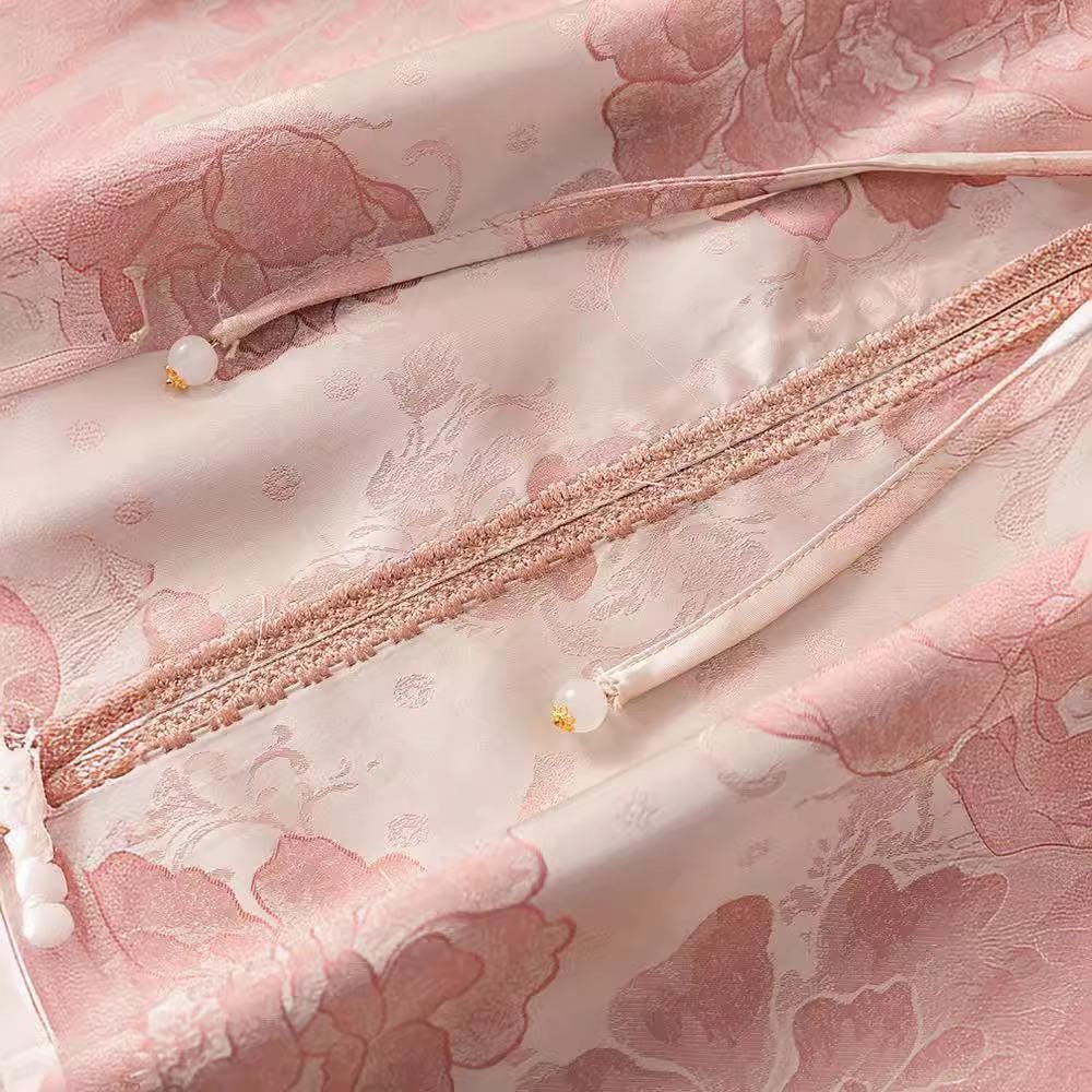 Jacquard dresses/Detail dresses/High-luxury cheongsam skirts/Fairy tencel/Loose and large/classic/comfortable