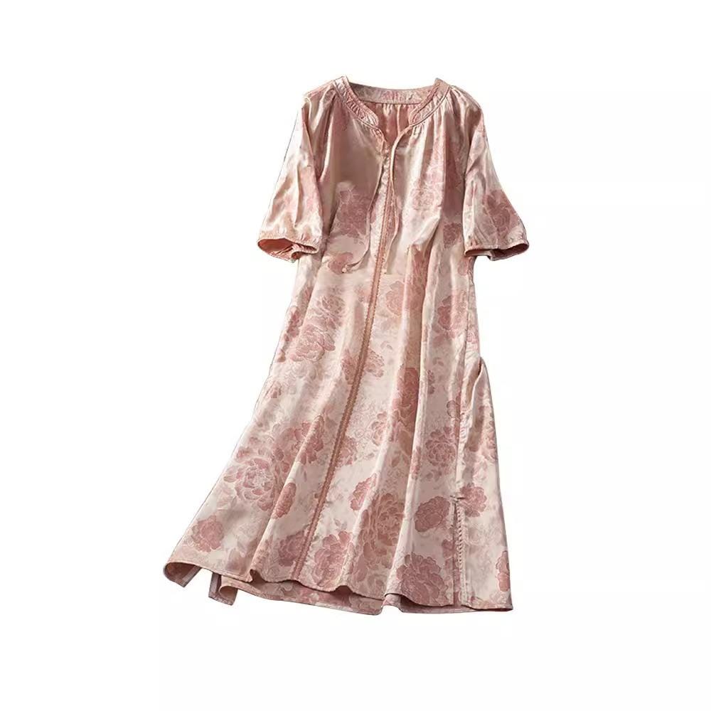 Jacquard dresses/Detail dresses/High-luxury cheongsam skirts/Fairy tencel/Loose and large/classic/comfortable