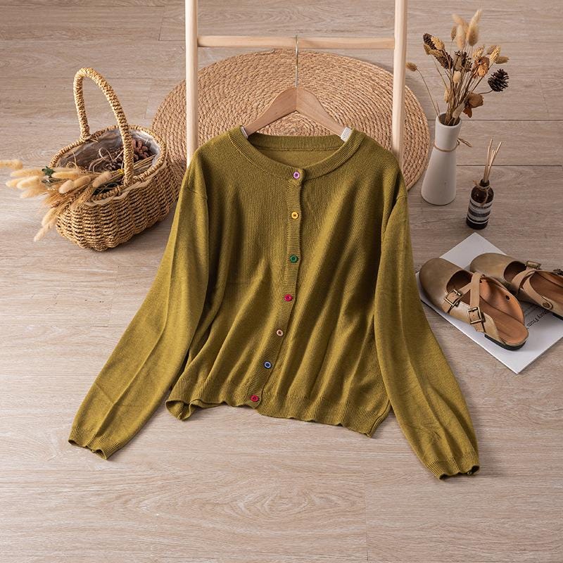 Wool cardigan/Korean cardigan/Spring and autumn thin jacket/knitwear/women's cardigan/soft glutinous sweater/comfortable