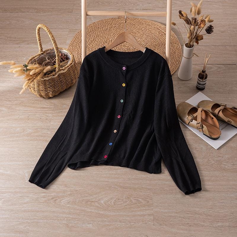 Wool cardigan/Korean cardigan/Spring and autumn thin jacket/knitwear/women's cardigan/soft glutinous sweater/comfortable