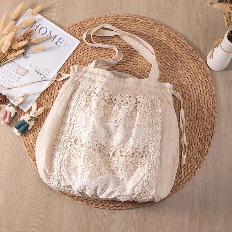lace/literature/leisure/double strap/shoulder bag/embroidery/literature/handbag/cotton and linen/organic skin-friendly/Mother's Day Gifts