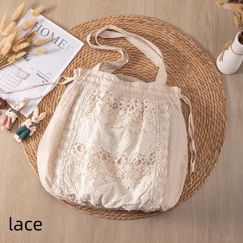 lace/literature/leisure/double strap/shoulder bag/embroidery/literature/handbag/cotton and linen/organic skin-friendly/Mother's Day Gifts