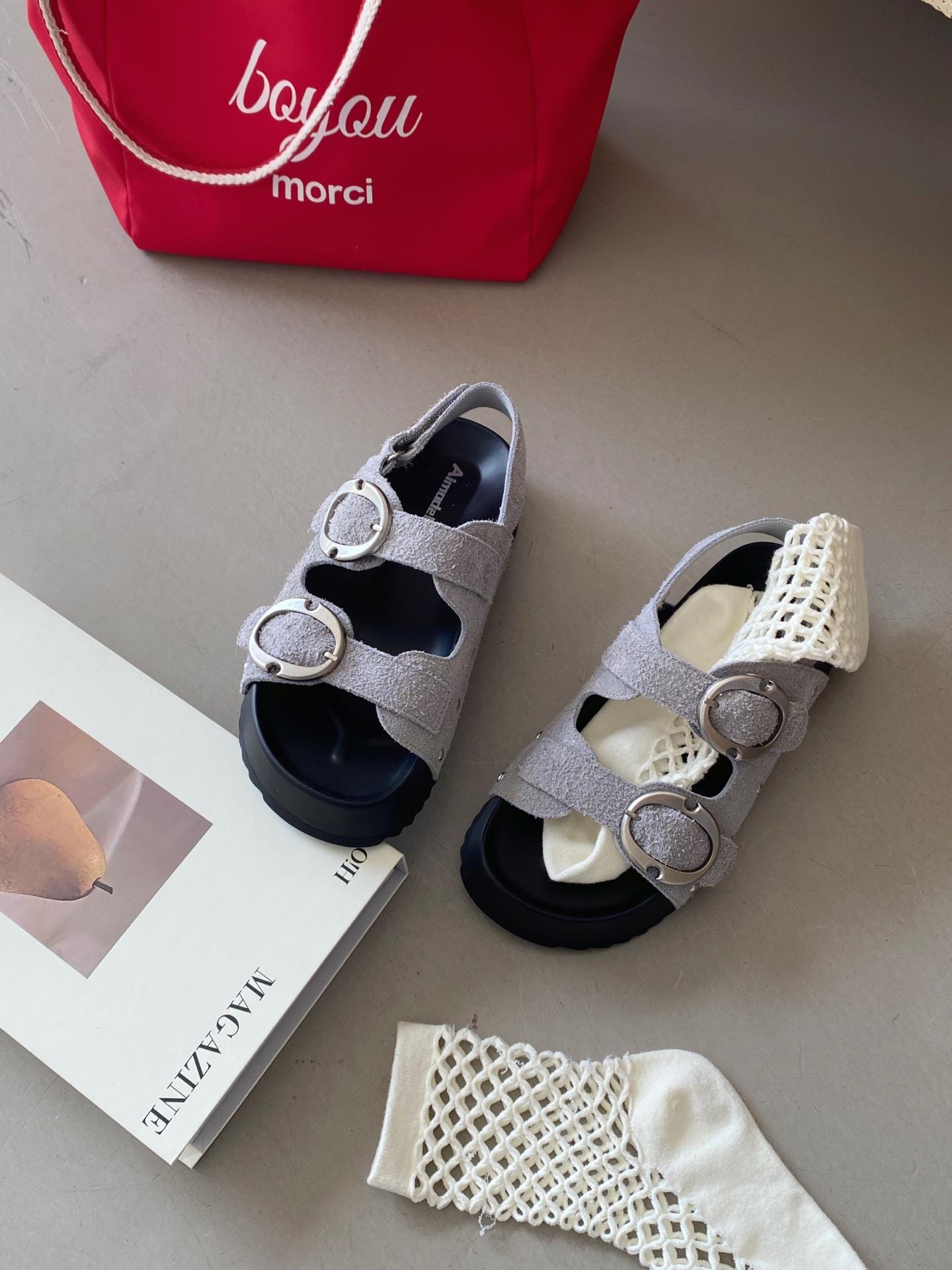 Chunky Terry Sandals with Oversized Buckles / Women’s Comfy Platform Slides | Summer Retro Velcro Sandals | Boho Style