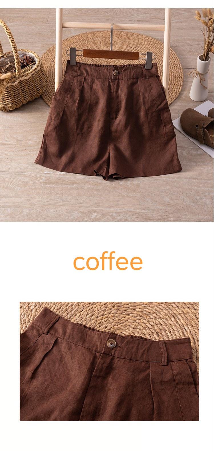 Women’s High-Waisted Linen Blend Shorts – Lightweight Pleated Casual Shorts for Summer Comfort