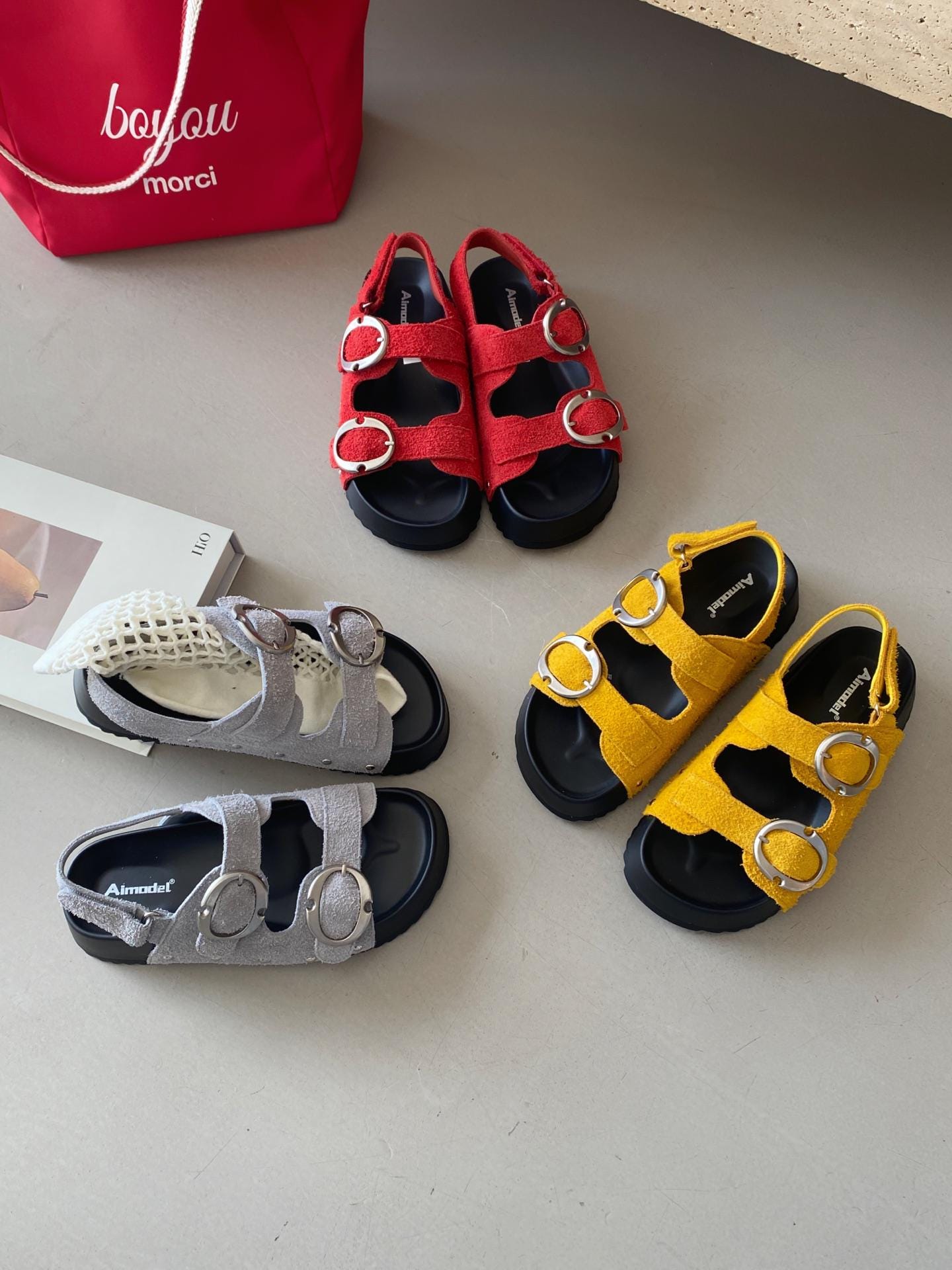 Chunky Terry Sandals with Oversized Buckles / Women’s Comfy Platform Slides | Summer Retro Velcro Sandals | Boho Style