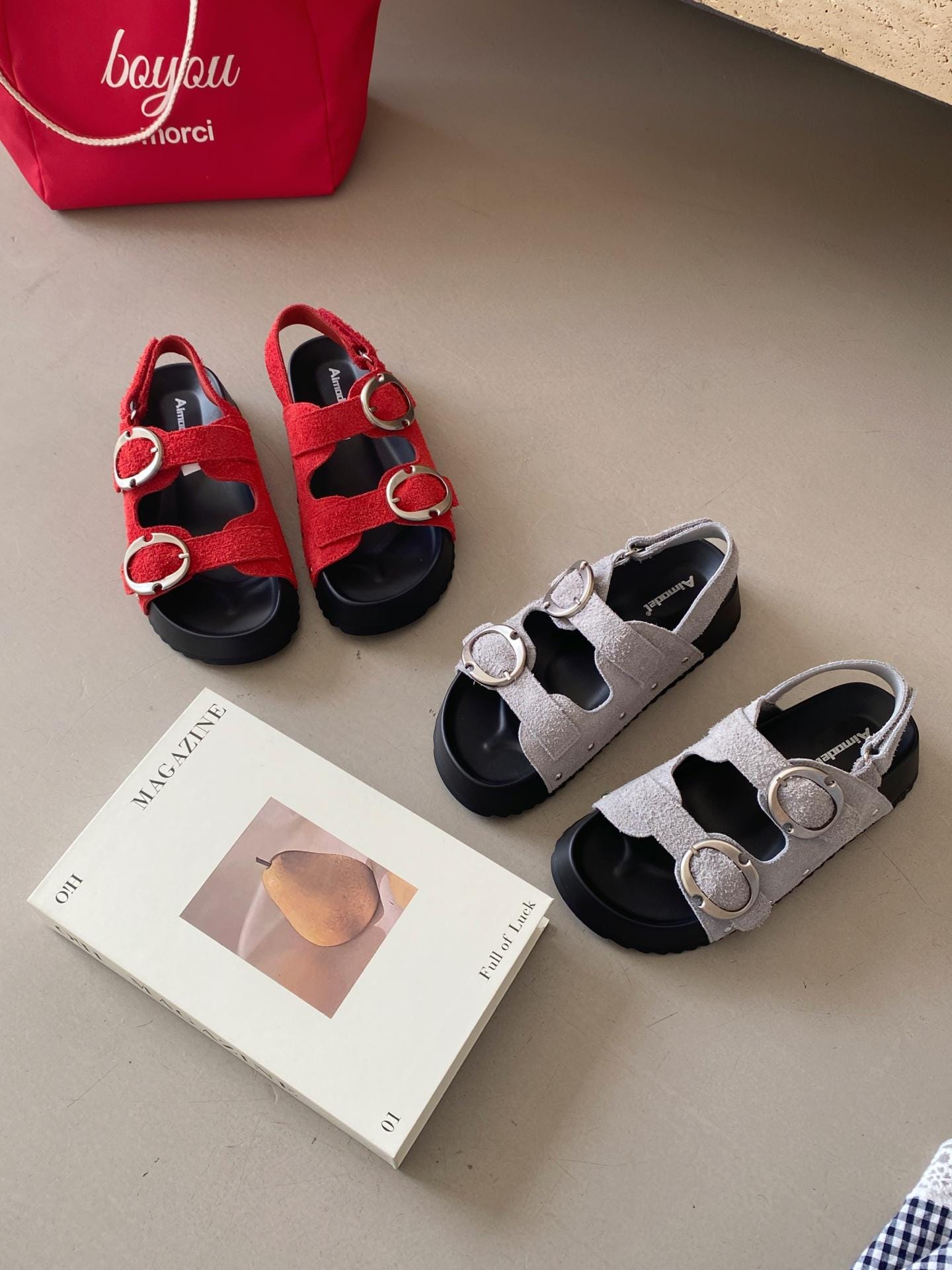 Chunky Terry Sandals with Oversized Buckles / Women’s Comfy Platform Slides | Summer Retro Velcro Sandals | Boho Style